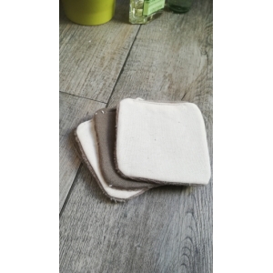 4 lingettes lavables duo beige et marron'
