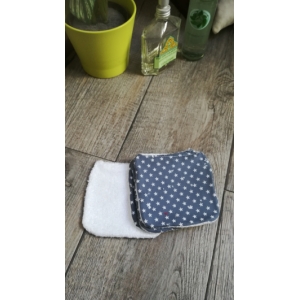 4 lingettes lavables 'anthracite à étoiles'