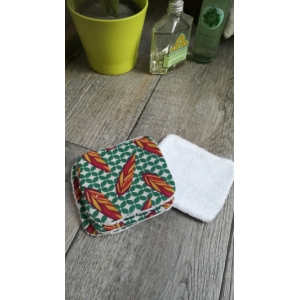 4 lingettes lavables 'plumes oranges'