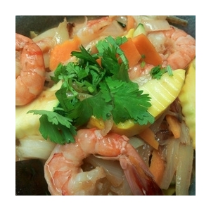 Crevette au lait de coco et curry rouge