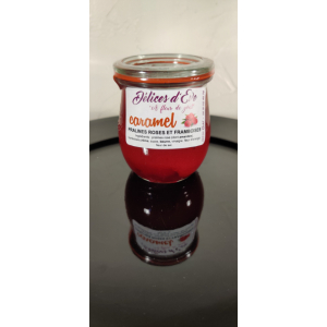 Caramel fleur de sel, framboises et