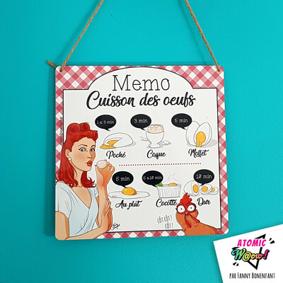 Memo cuisson des oeufs – plaque métal rétro