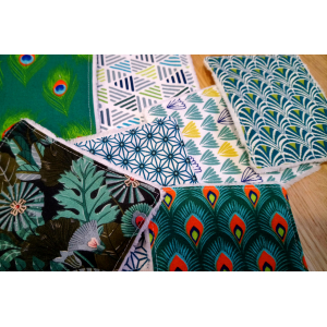 Lingette lavable 'paon'