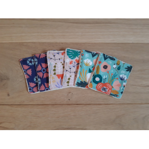 Les 6 cotons démaquillants - fleurs turquoises