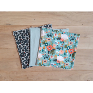 Les 3 essuie-tout en coton bio - pavot turquoise