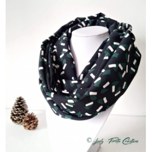 Snood-foulard paty noir et vert