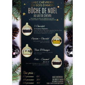 Bûche au lait de chèvre bio aux 3 chocolats de la maison duplanteur 3 personnes