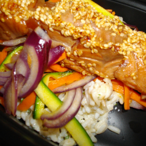 Brochette de saumon mariné thaï