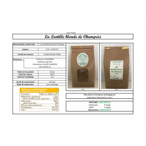 La lentilles blonde de champeix