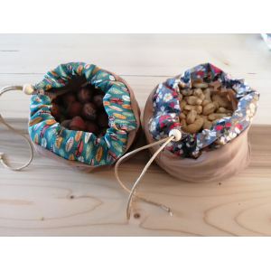 Lot de 3 sacs à vrac beige/fleurs