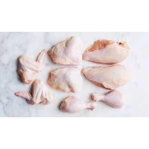 Poulet découpé en morceaux