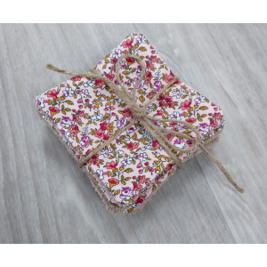 Cotons lavables fleurs rose