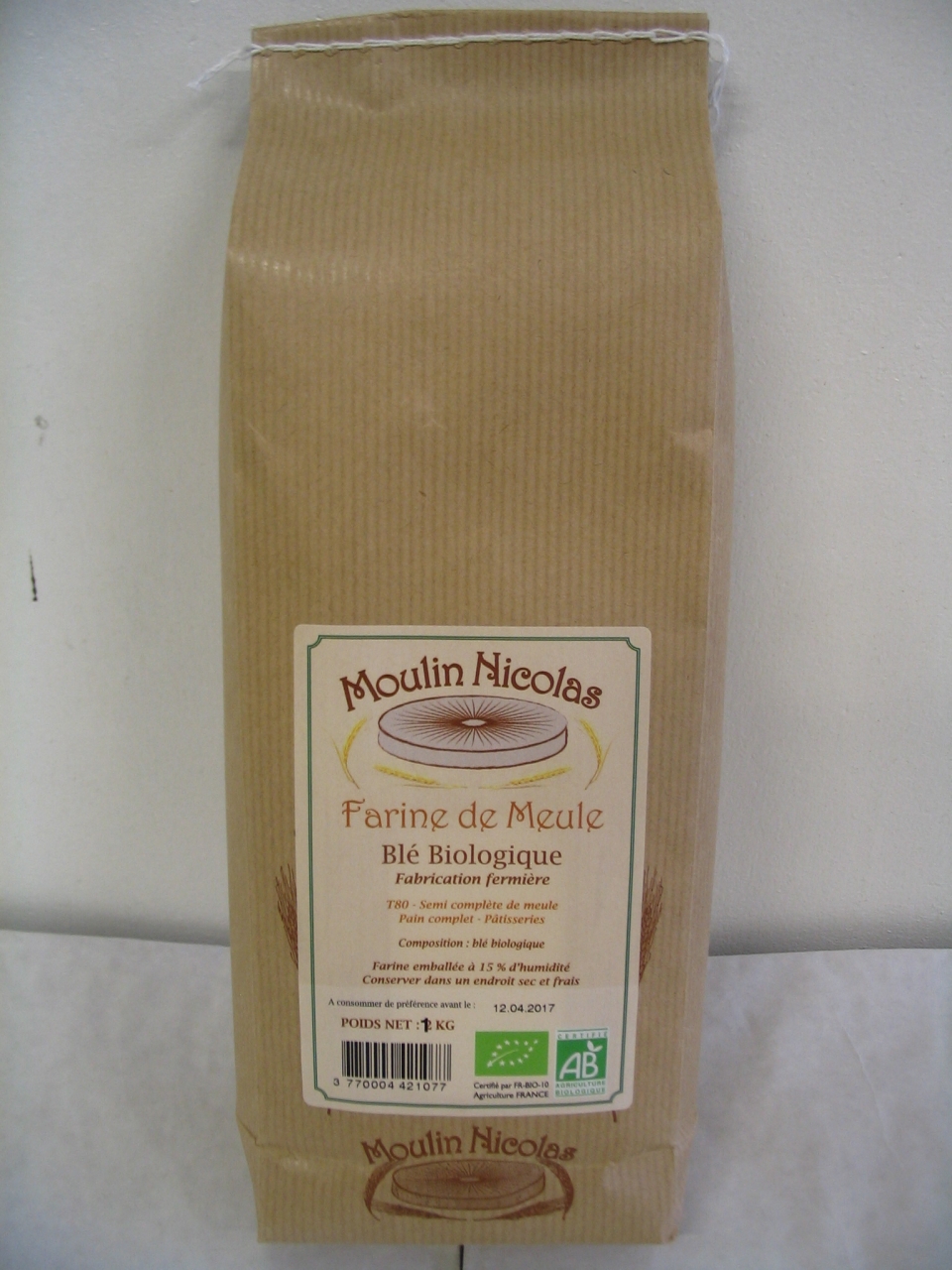 Farine De Meule Biologique T Kg Moulin Nicolas Locavor Fr