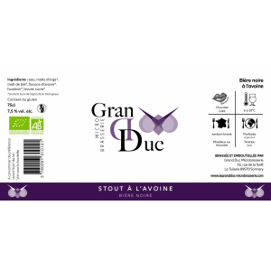 Bière noire stout à l'avoine 75cl