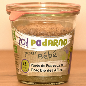 Pot bébé purée poireau porc