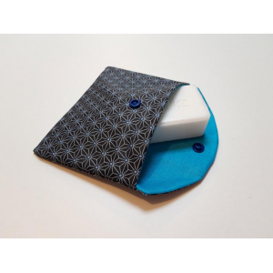 étui à savon gris et bleu