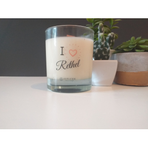 Bougie mèche bois 'j'aime rethel'