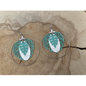 Boucles créoles feuille verte