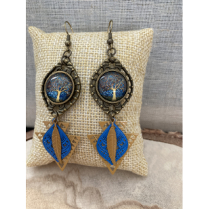 Boucles arbre moutarde et bleu
