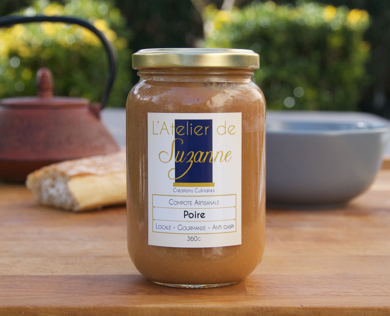 Compote poire sans sucre 360 g L'atelier De Suzanne Locavor.fr