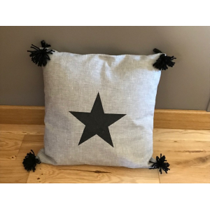 Coussin carré gris étoile pailleté