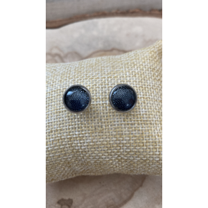 Boucles puce noire à pois blancs