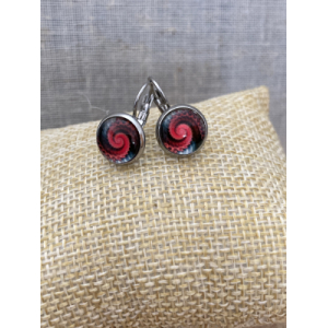 Boucle dormeuse spirale rouge noire