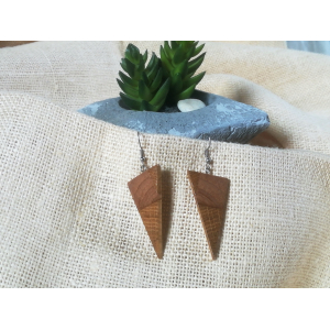 Boucles d'oreilles triangles en bois - multi-