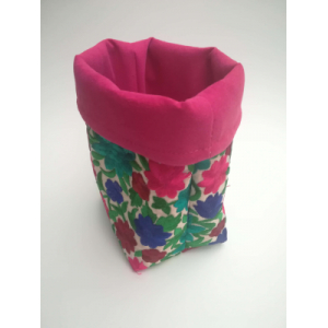 Panière de rangement rose et fleuri