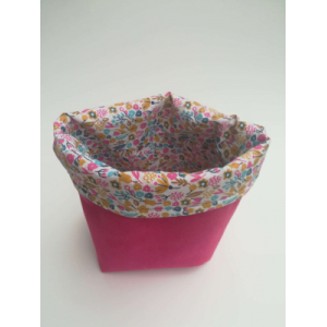 Panière réversible rose et fleurs