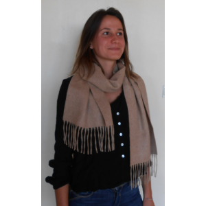 Echarpe tissée en laine d'alpaga beige
