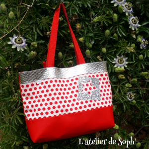 Sac à main 'pois' rouge, blanc, argent