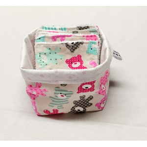 8 lingettes oursons et panier assorti