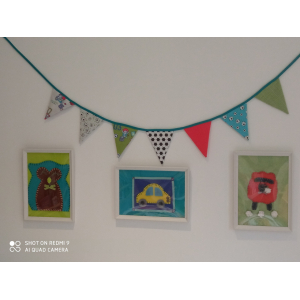 Guirlande fanions foot biais turquoise