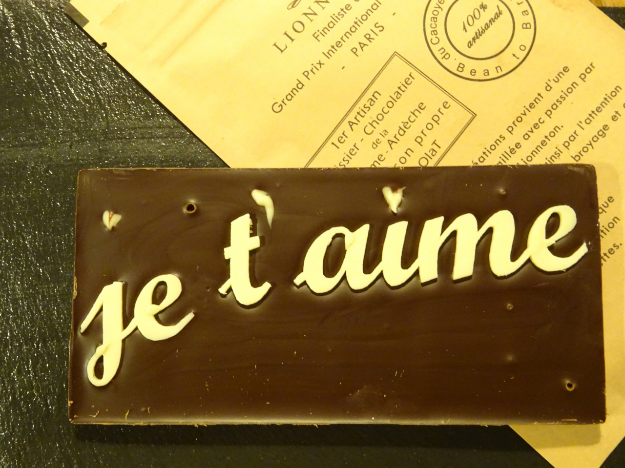 Tablette Je T'aime - 90 G - Sas Chocolaterie Lionneton - Locavor.fr