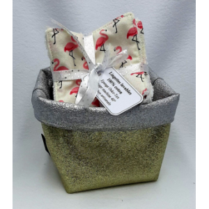 10 lingettes lavables éponge coton + panière