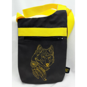 Sacoche bandoulière bop brodé loup