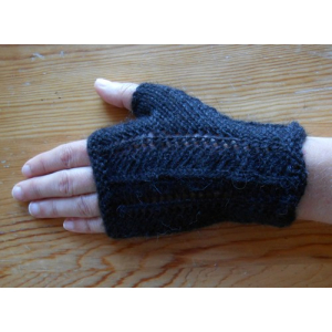 Mitaines dentelles marron en laine d'alpaga