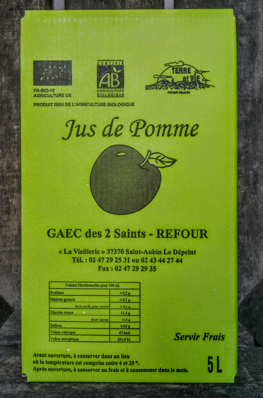 Jus de Pomme Bio - 75cl - Le Refuge de Marie-Louise