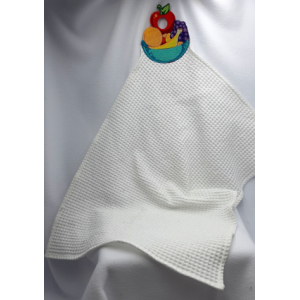 Torchon avec accroche brodée