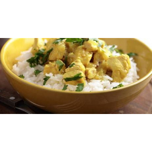 Emincé de poulet au curry et riz basmati