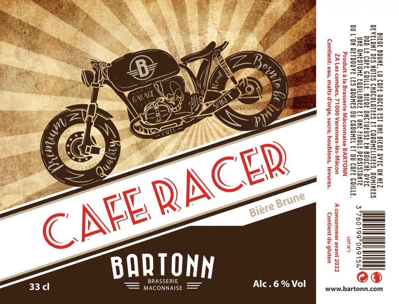 Café racer 75 cl - 75 cl - Brasserie Maconnaise Bartonn