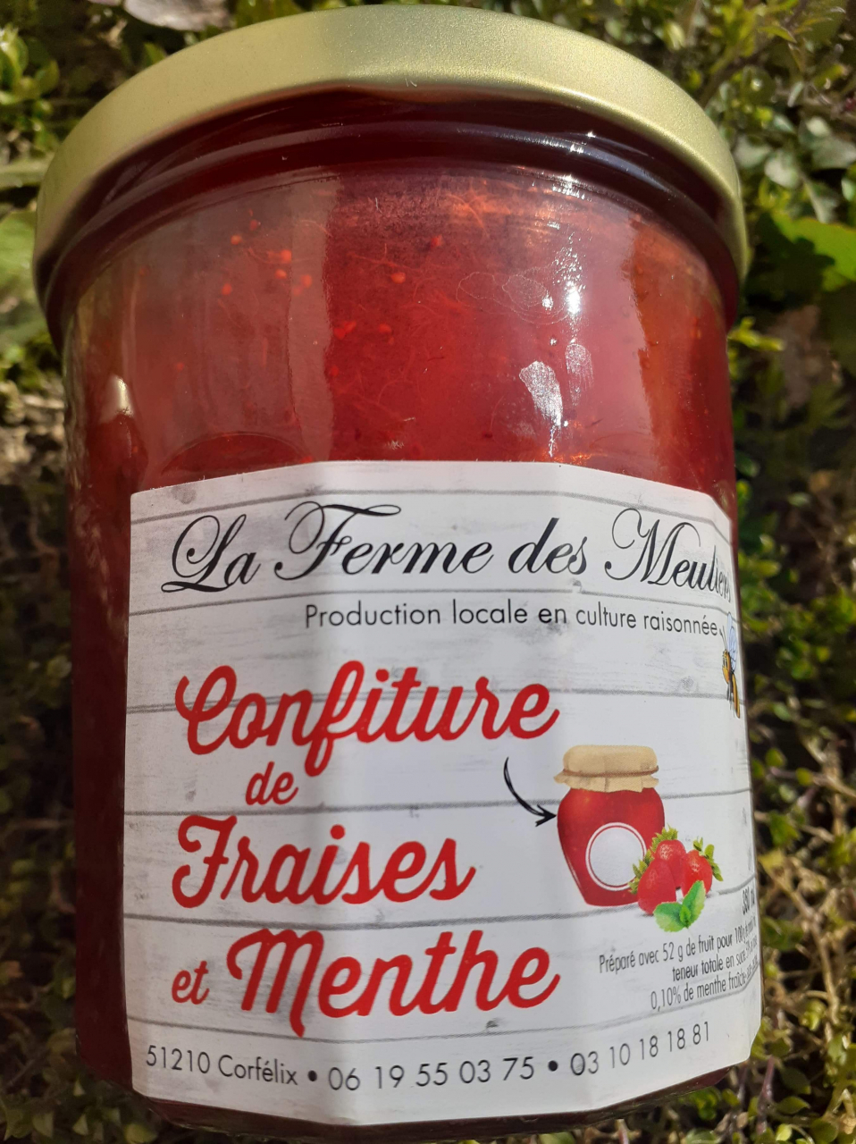 Confiture fraise menthe 350 ml La Ferme Des Meuliers Locavor.fr