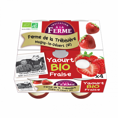 Yaourt brassé fraise fermier et bio 4x125g