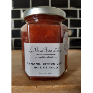 Confiture banane, citron vert, noix de coco