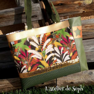 Sac à main 'jungle' kaki/or