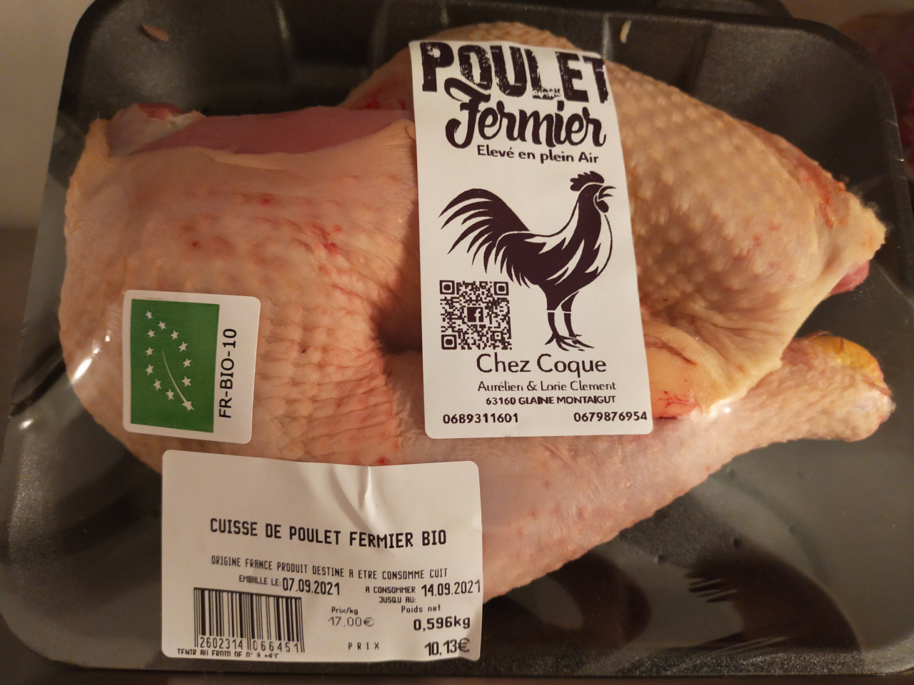Demi poulet bio - 2 formats - Poulet Fermier Chez Coque 