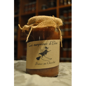 Préparation de fruits poires au chocolat noir