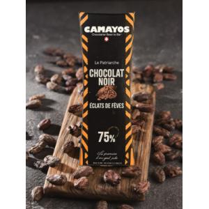 Tablette chocolat noir75% aux éclats de cacao