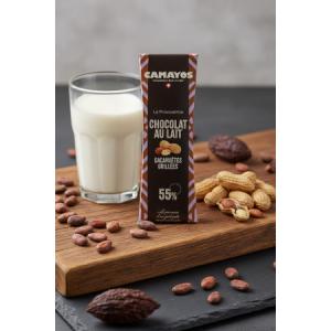 Chocolat au lait 55% & éclats de cacahuètes